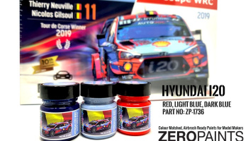 Hyundai i20 WRC Red, Light Blue & Dark Blue Paint Set 3x30ml - Zero Paints