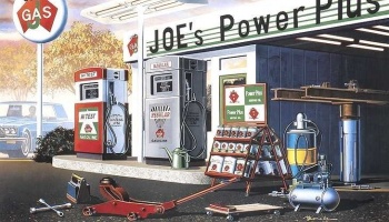 Model Kit budova 15122 - Joe's Power Plus Gas Service Station LE: (1:24) - Academy