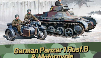 Model Kit military 13556 - German Panzer I Ausf.B & Motorcycle (1:35) - Academy