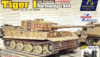 Model Kit tank 6947 - TIGER I LATE w/ZIMMERIT NORMANDY (1:35) - Dragon