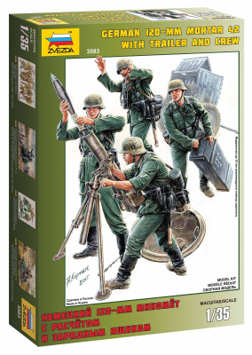 Model Kit figurky 3583 - German Mortar with Crew (1:35) – Zvezda