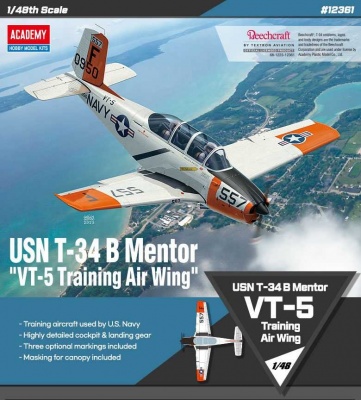 Model Kit letadlo 12361 - USN T-34B Mentor "VT-5 Training Air Wing" (1:48) - Academy