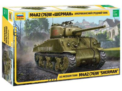 Model Kit tank 3645 - M4A2(76)W "SHERMAN" (1:35) - Zvezda