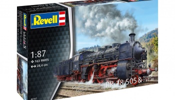 Plastic ModelKit lokomotiva 02167 - Express Locomotive BR 18 505 with Tender 2'3' T38 (1:87) - Revell