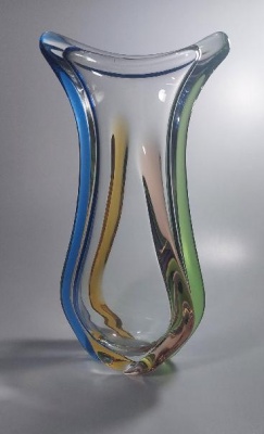 Váza - Art Glass - František Zemek , hutní sklo , kolekce ,,Rhapsody" 50.léta 20 století - Retro