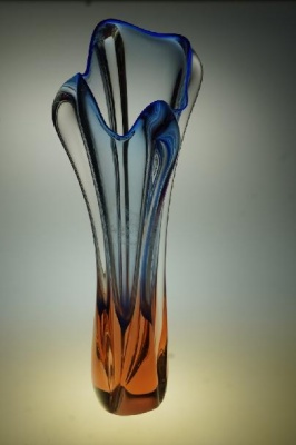 Váza hutní sklo - Art Glass-  Josef Michal Hospodka Chřibská 32 cm - Retro